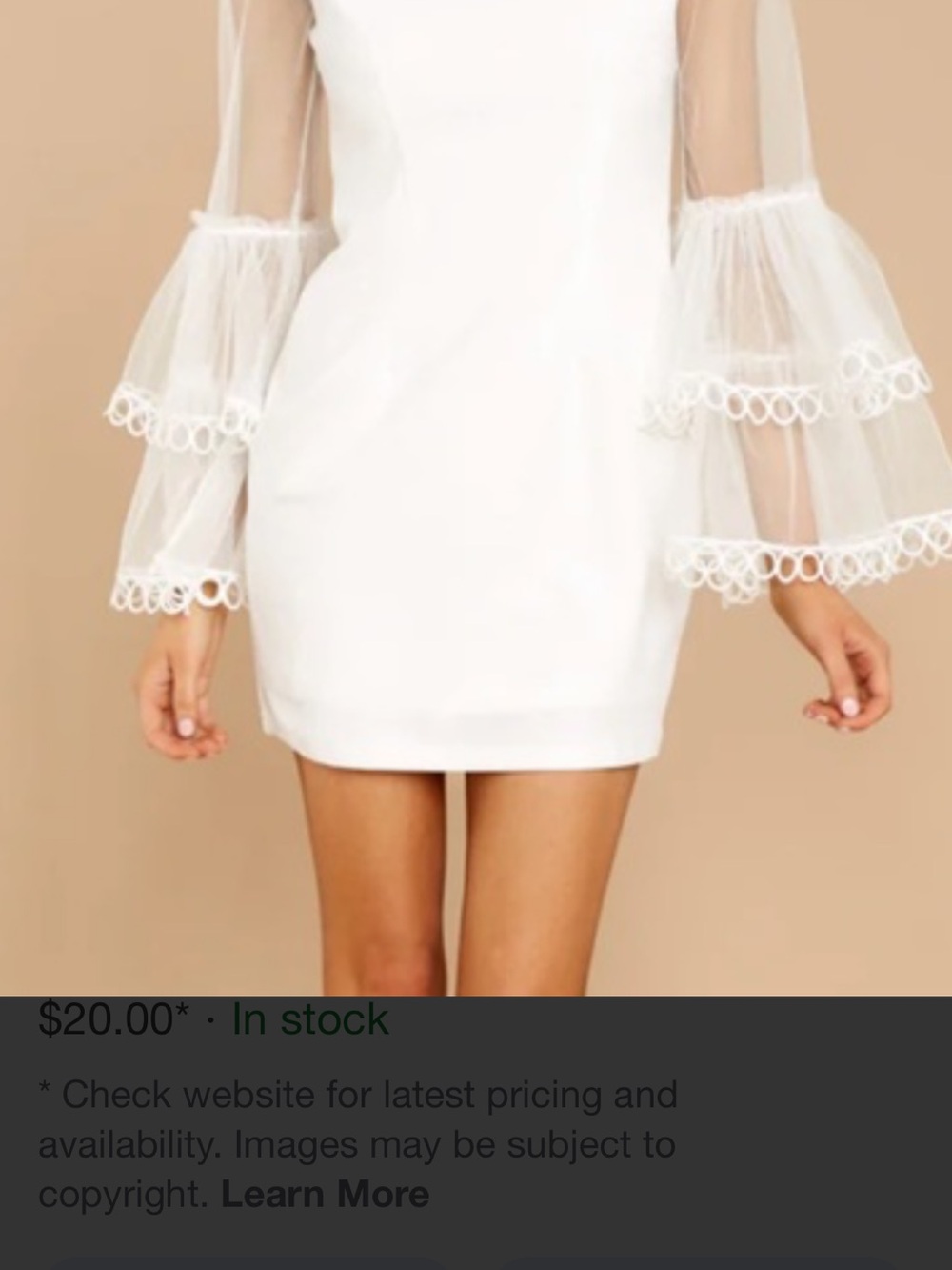 Ina White Sheer-Tier Sleeve Mini Dress